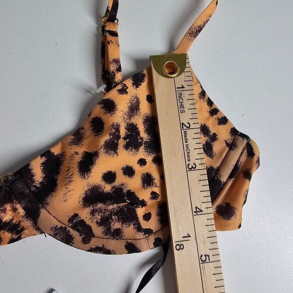 Beach Riot Camilla Bikini Top Peach Leopard Wire Adjustable Travel Womens XS NWT - Picture 8 of 9